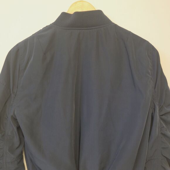 Active USA Navy Blue Gathered Sleeves Full Zip Sz S Women Jacket - Picture 9 of 10
